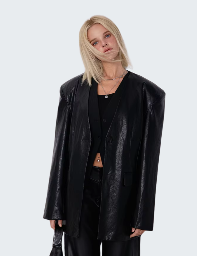 老钱风时尚高级感皮衣