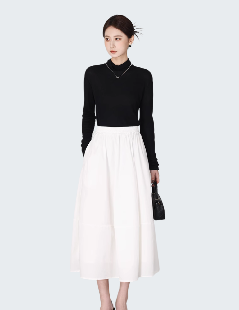 漫旅白色气质半身裙