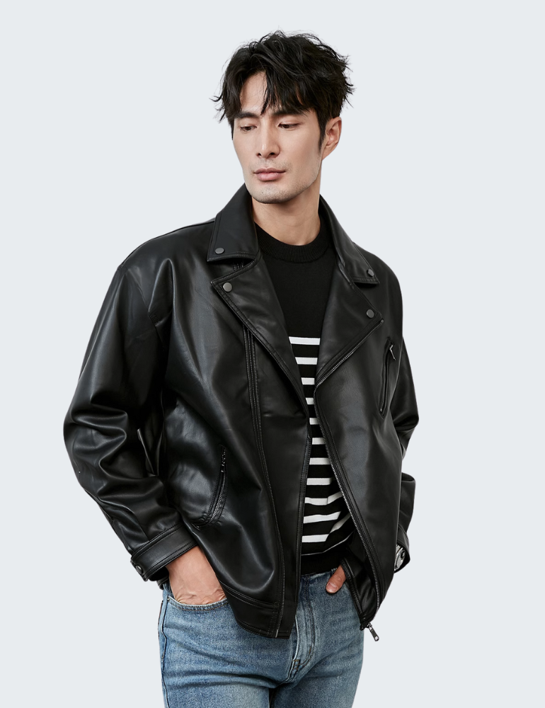 Casual retro design motorcycle jacket