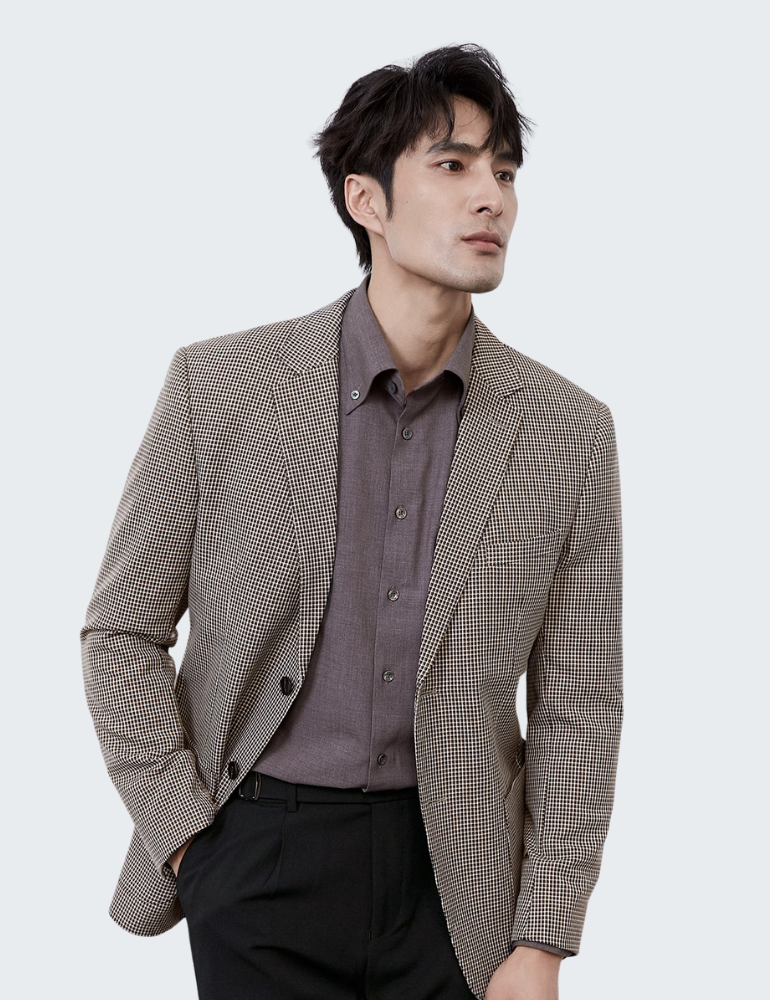 Houndstooth Suit Men's Single Breasted Formal Suit