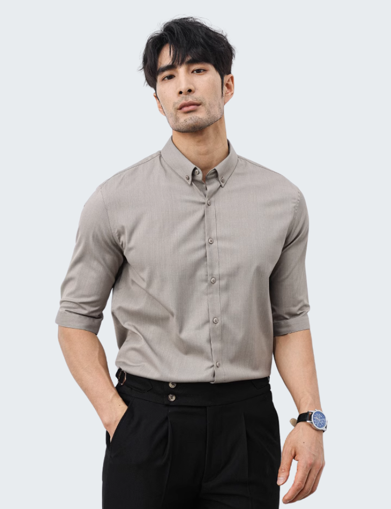 夏季新款七分衬衫男短袖休闲商务免烫男士衬衣