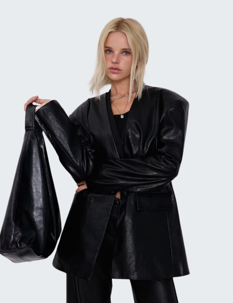 Urban Structured Faux Leather Blazer