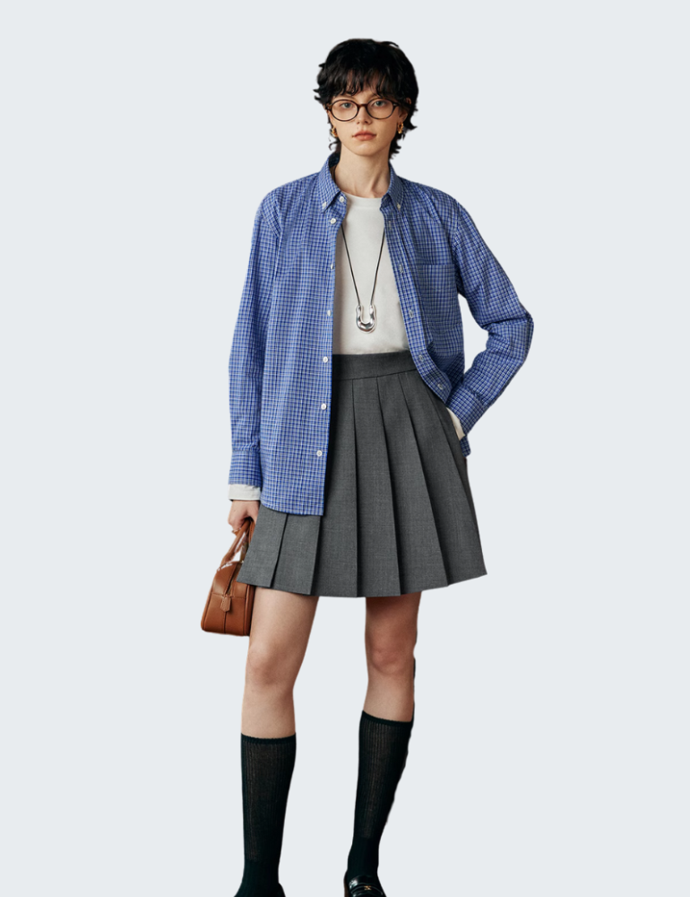 Classic Blue Gingham Button-Down Shirt