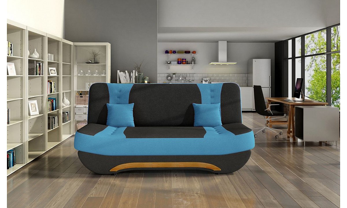 Charcoal Tufted Sofa with Wood Base Accent