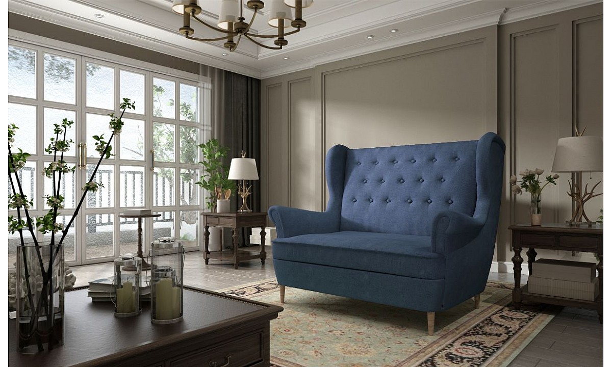 Button-Tufted Wingback Loveseat Sofa