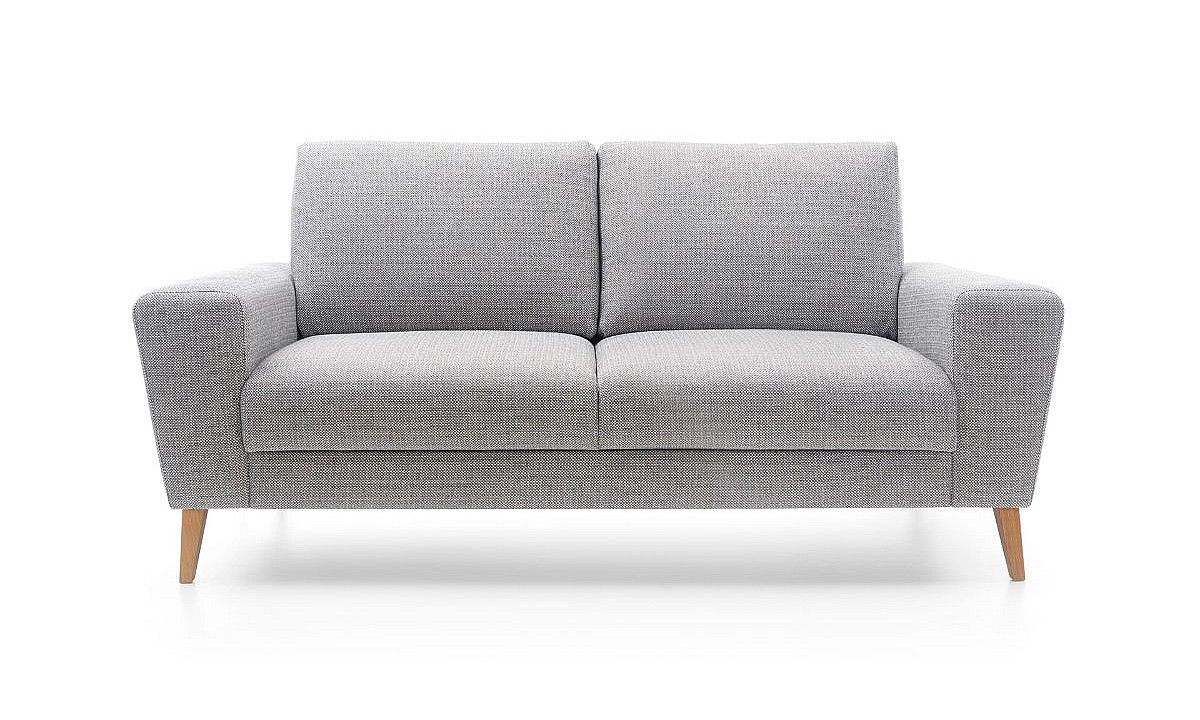Mid-Century Two-Seater Grey Fabric Sofa